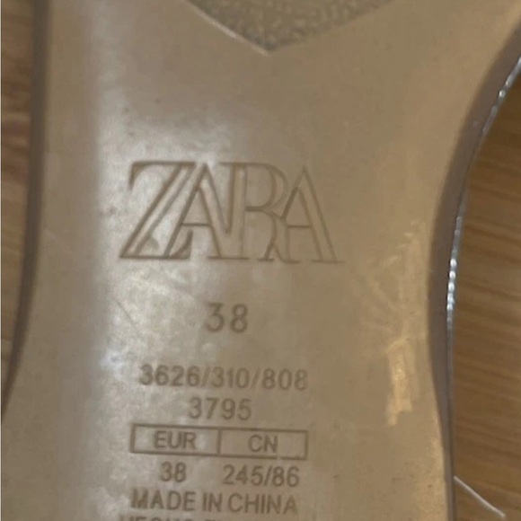 ZARA VINYL SLIDE SANDALS Silver Clear Strap Size US 7.5 EUR 38 Slip On 3626/310 - Picture 11 of 13